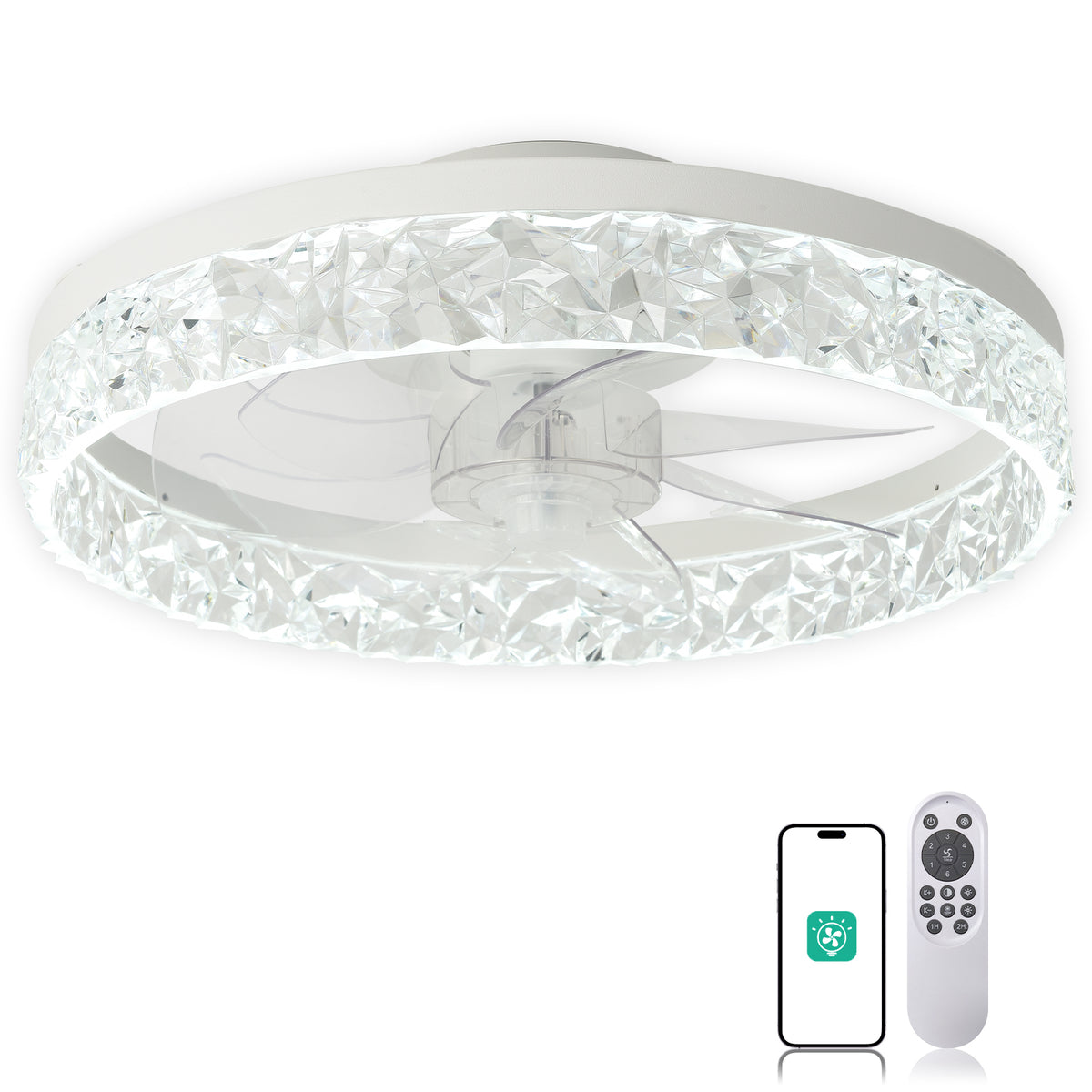 16" Orison Low Profile Ceiling Fan with Dimmable Light, Remote/App Control