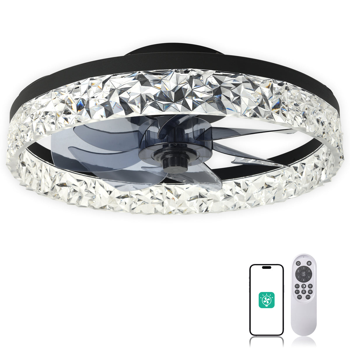 16" Orison Low Profile Ceiling Fan with Dimmable Light, Remote/App Control
