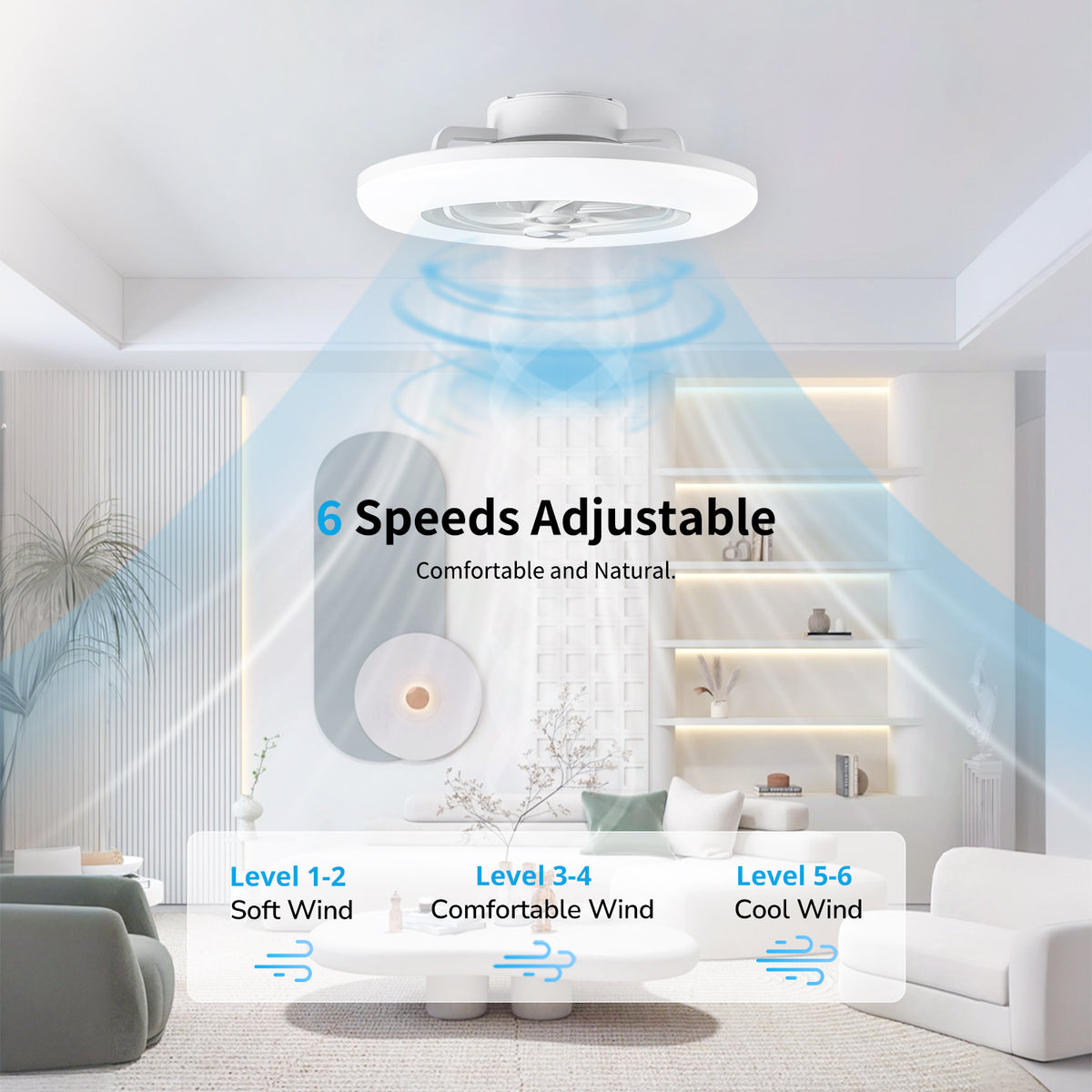 22" Orison Neo Low Profile Enclosed Ceiling Fan with Light