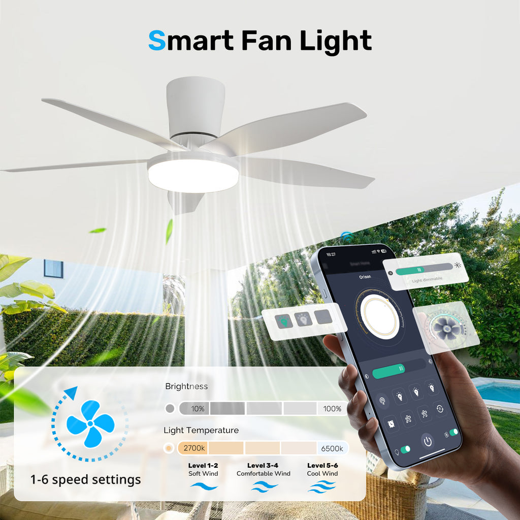 42" Orison Ceiling Fan with Light, Dimmable LED Lighting, Remote/APP Control