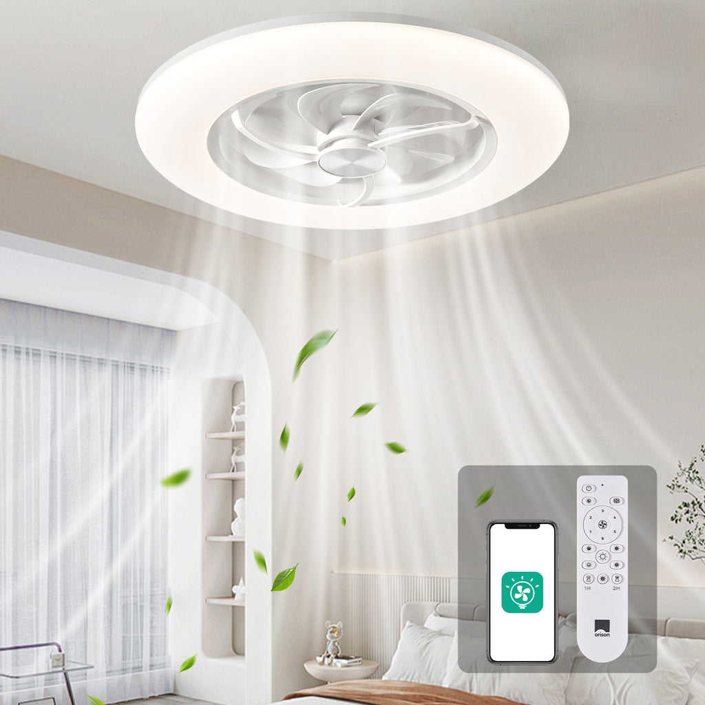 22" Orison Neo Low Profile Enclosed Ceiling Fan with Light