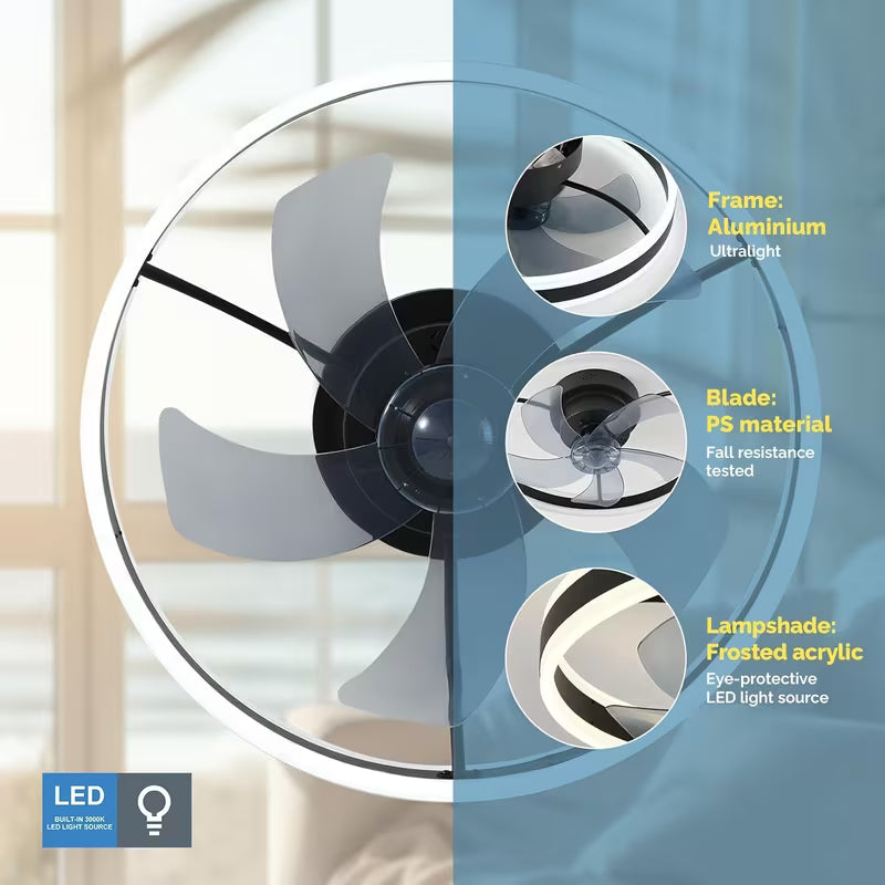 19.7" Orison Modern Small Ceiling Fan With Light