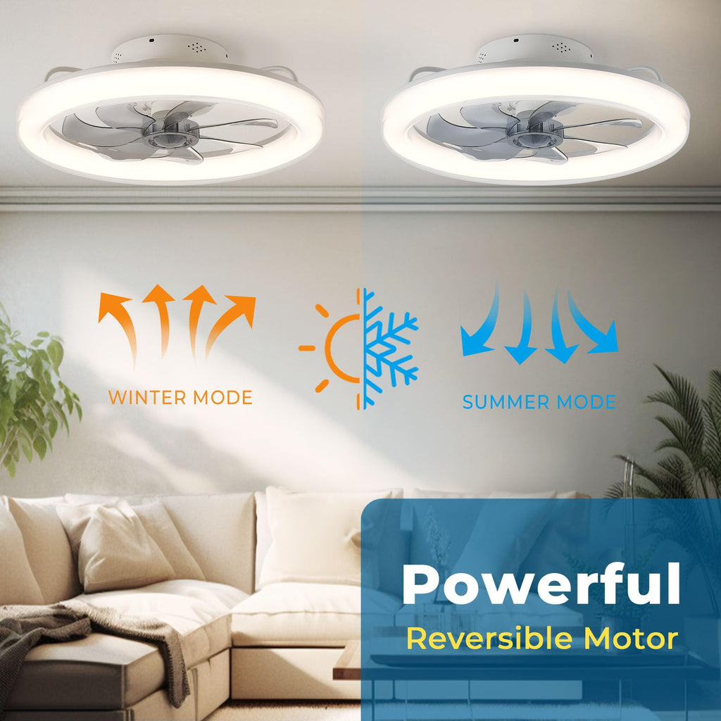 20" CHANFOK  Low Profile Ceiling Fan with Light with APP/Remote Control