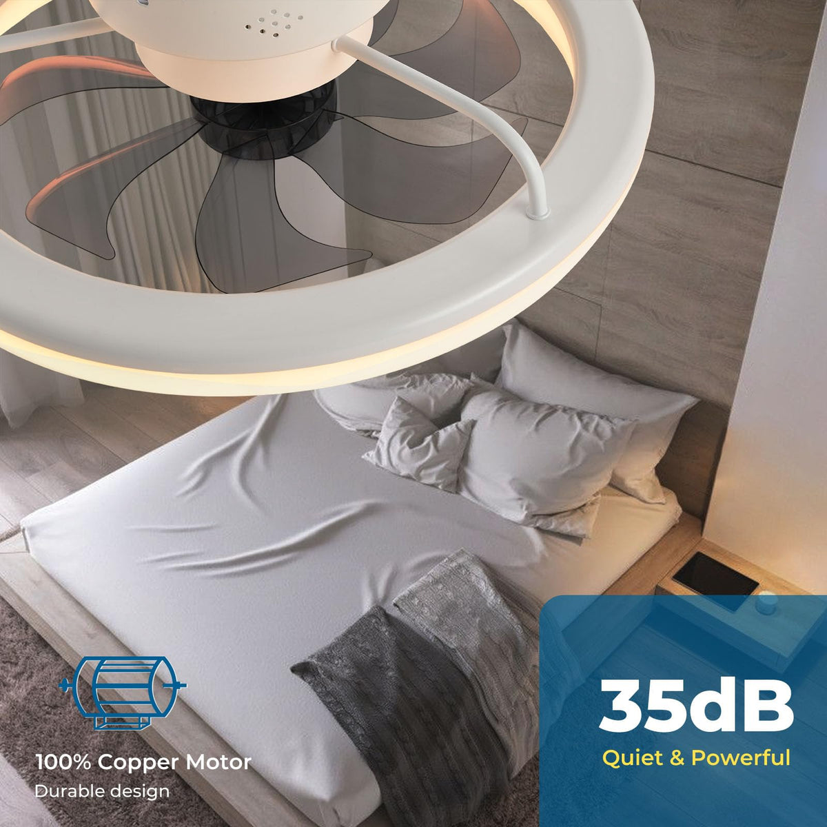20" CHANFOK  Low Profile Ceiling Fan with Light with APP/Remote Control
